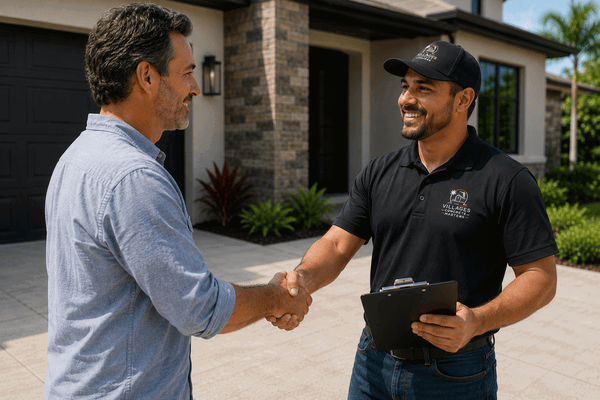 Handshake between concrete contractor and client