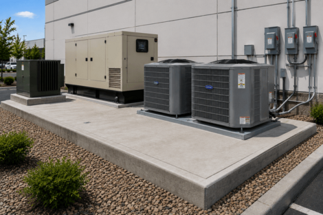 HVAC units installed on concrete pad
